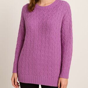 NWT Seven7 Pink Purple Knit Woven Pullover Crewneck Sweater L